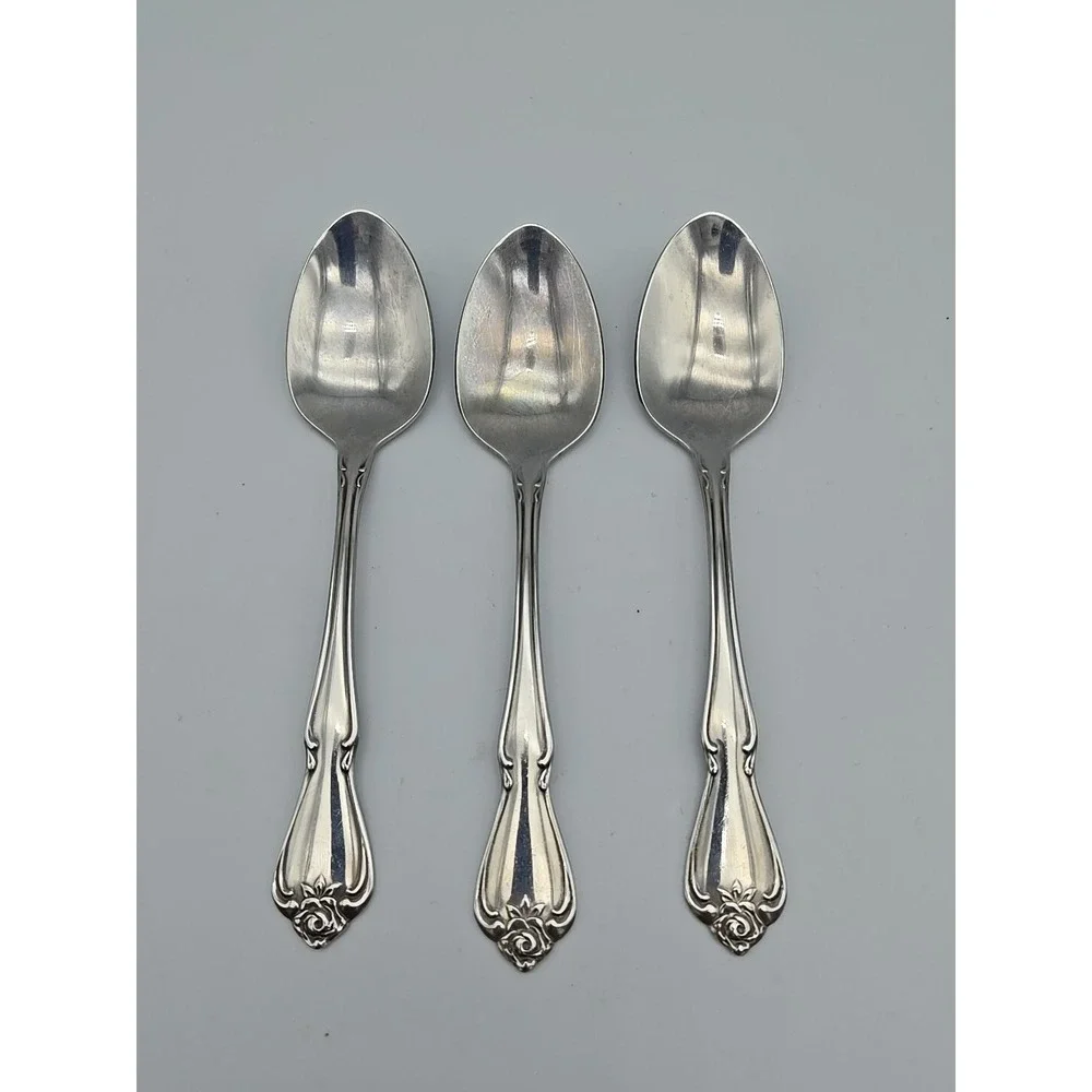 Oneida USA Arbor True‎ Rose Stainless Flatware Lot of 3 Teaspoons 6